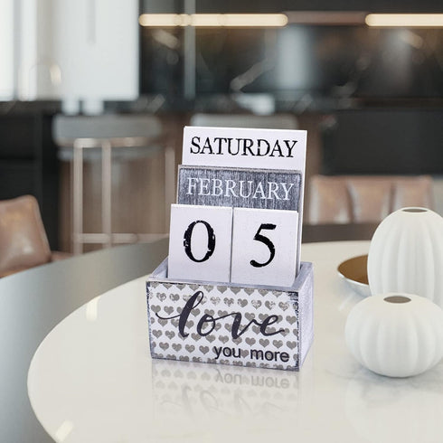 Notakia Perpetual Calendar Wooden Calendar Blocks Vintage Wood Block Calendar for Home Office Desk Accessories Week