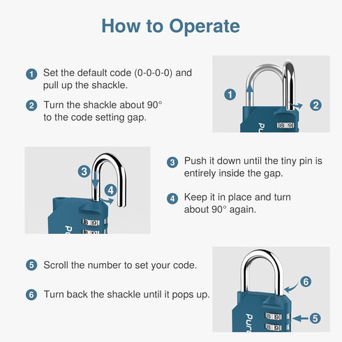 Puroma 2 Pack Combination Lock, 4 Digit Waterproof Padlock for School Gym Locker, Toolbox, Gate Storage