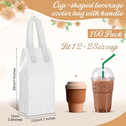 100 4.7 11 4 Inches Windyun Pcs Insulated Take Away Bags Bulk Disposable Insulated Lunch Bags for Food Takeaways Coffee