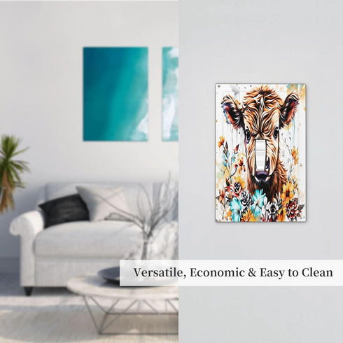 HTSAHKV 3 5 Inch Watercolor Highland Cow pattern Wall Plate Light Switch Cover Single Gang Outlet Faceplate Print Plate