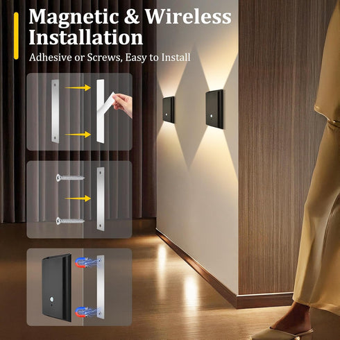 5000mAh Set 2 Closet Battery-Operated Motion Sensor Wall Light: Rechargeable Wall Sconce of Motion Sensored Light