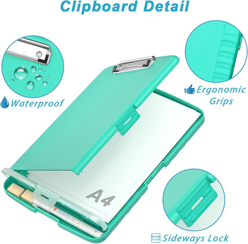 Rimilak Plastic Clipboard with Storage - High Capacity Nursing Clipboards with Pen Holder (Green)