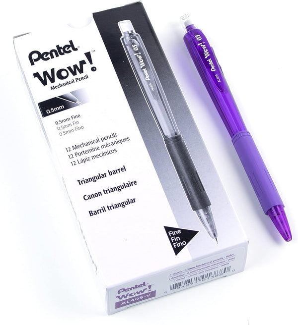 Pentel Wow Mechanical Pencil, 0.5mm, Violet Barrel, Box of 12