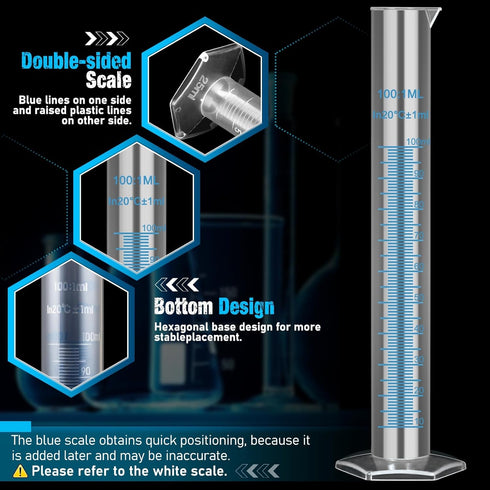 moveland Plastic Graduated Cylinders and Beakers with 5 Pipettes - Ideal for DIY Science Lab