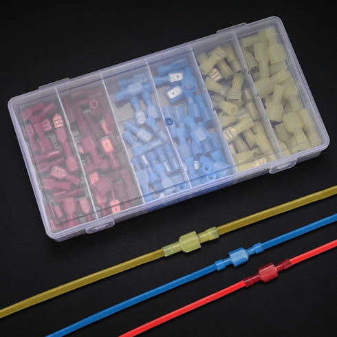 120 Pcs Spade Connectors Kit - Nylon 22-10 Gauge Male and Female Quick Disconnect Fully Insulated Wire Connectors