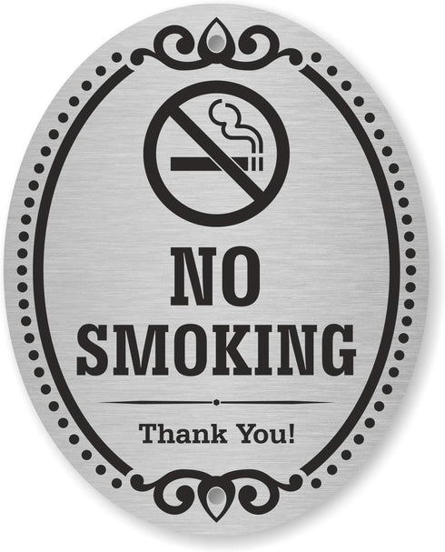 SmartSign Premium No Smoking Thank You Sign for Business & Home, 4" x 5" Aluminum with Adhesive Backing