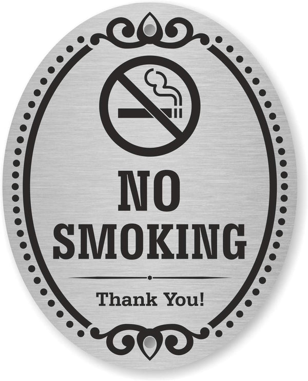SmartSign Premium No Smoking Thank You Sign for Business & Home, 4" x 5" Aluminum with Adhesive Backing