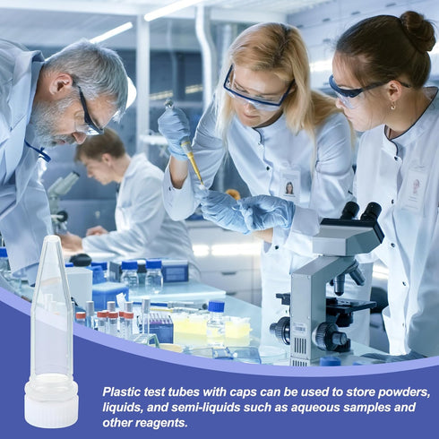 PATIKIL 200Pcs 1.5ml Plastic Cryogenic Vial Screw Top Test Tube for Lab Laboratory Science, White Cap