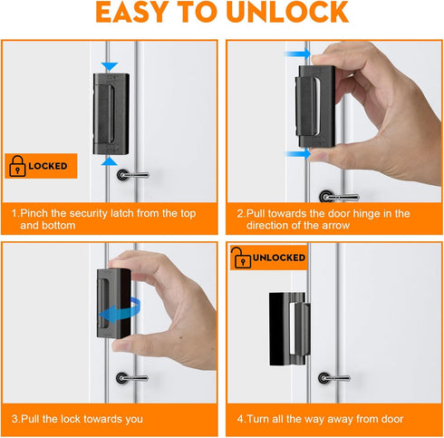 800 lbs, (2 Pack, Home Security Door Reinforcement Lock, Upgraded Front Door Locks for Kids Safety Withstand Child