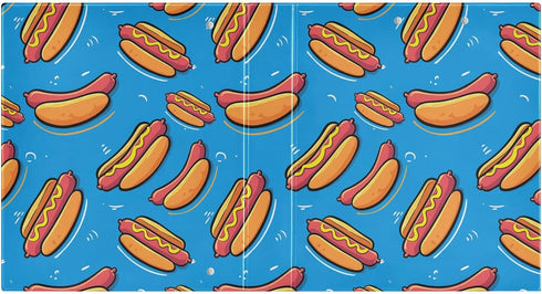 Aslsiy 3 1.5 Inch Kids Ring Binder Hot Dog with Mustard and Ketchup Girls Round Clipboard Binder Decorative Harcover