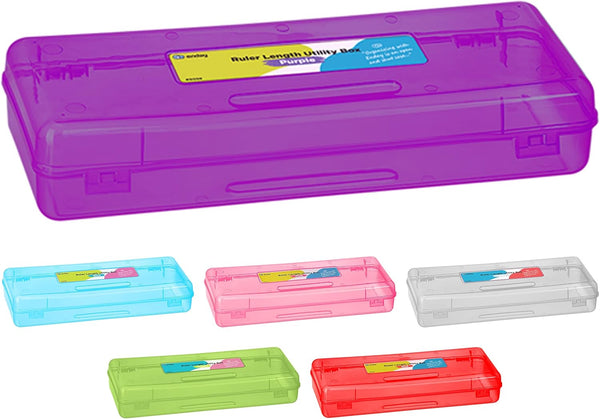 Enday Pencil Box Purple, Utility Storage Organizer for School and Office Supplies, Available in Multiple Colors