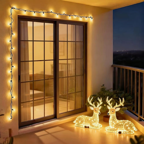 150 50 LUCKY SHINE LED Warm White Christmas Lights, UL Certified FT Green Wire String Lights, for Indoor and Outdoor