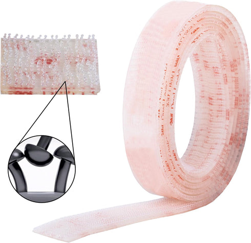 Industrial Strength 1" x 5ft Clear Scotch Self Mating Reclosable Fasteners, Stick-On Adhesive, No Tools Needed