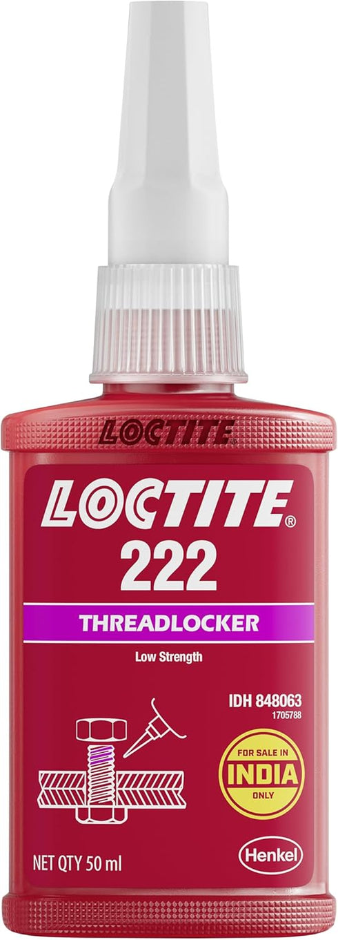 Genuine Henkel Loctite 222 Threadlocking Adhesive - Low Strength, Easy Disassembly, 50 ML for Metal Threaded Assemblies