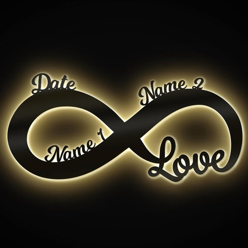 Namofactur Personalized Infinity love Sign - You and Me LED Night Light Sign - Personalized Valentine's day gifts