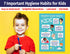 Safety Magnets ZOCO - 7 Healthy Daily Habits Poster for Kids, Laminated 12x18 Hygiene Chart for Classrooms