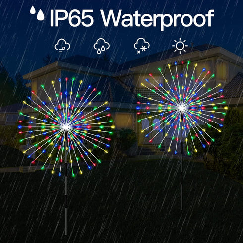 4 Pack Lights,120Led Outdoor Solar Garden Lights,Firework Lights Waterproof Decorative Pathway Firefly Lights Solar