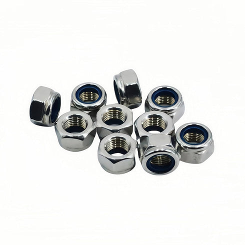 DMDZ HEYDAY 10Pcs M12 1.25mm 304 x Nylon Insert Hex Lock Nuts, Stainless Steel Locknuts,Silver Tone