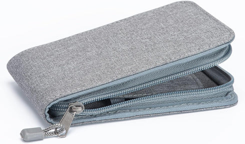 Lanxivi 12 Fountain Pen Case, Waterproof Canvas Pen Display Holder Organizer Bag, Gray Color