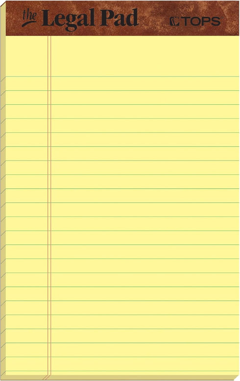 TOPS The Legal Pad Writing Pads, 5" x 8", Jr. Legal Rule, 50 Sheets, 3 Pack