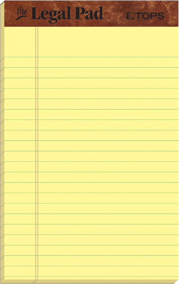 TOPS The Legal Pad Writing Pads, 5" x 8", Jr. Legal Rule, 50 Sheets, 3 Pack