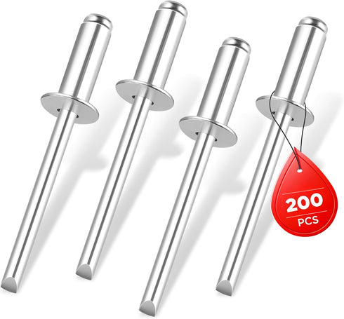 WORKPRO 200Pcs Aluminum Blind Rivets, 3/16" x 1/2" Pop Rivets Assortment for Metal, Marine, Automotive