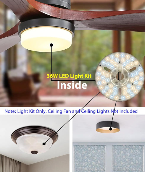 36W 6.4" Dimmable Panel,3 LED Light Engine Retrofit Kit for Ceiling Fan Light Replacement LED Board Color Temperature
