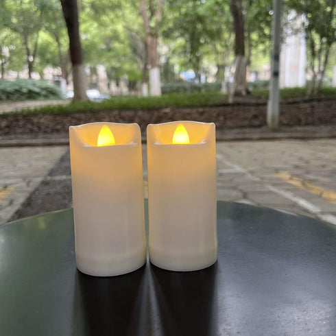 2 Pack LED Flameless Candles Battery Operated Outdoor LED LightFake Flickering Waterproof Candles for Home Decorations