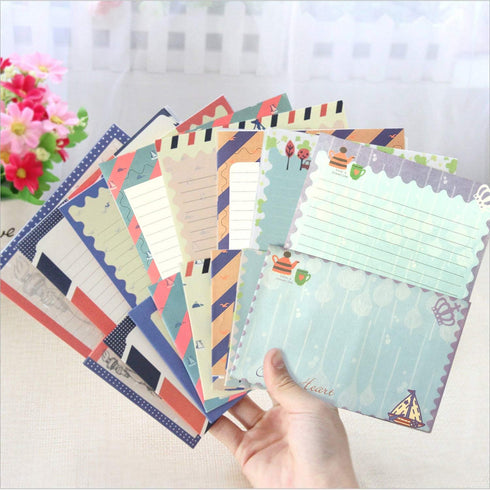 SCStyle 48Pcs Stationery Set, 32 Cute Kawaii Design Writing Paper with 16 pcs Envelopes