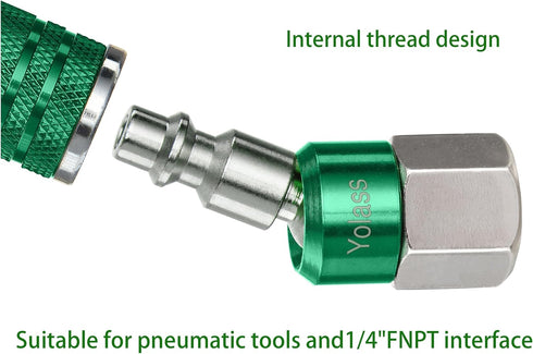Yolass Air Tool Fittings, 1/4"FNPT 360° Swivel Utility Industrial Air Hose Fittings, 2Pcs 1/4"NPT Plug