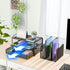 Simple Trending Mesh Desk File Organizer, Desktop Storage with Sliding Drawer, Double Tray, and 5 Upright Sections