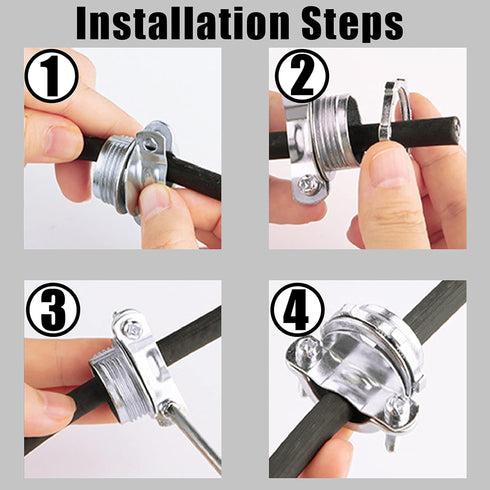 10pcs 3/4Inch Clamp Type Cable Connectors for Metallic Conduit, Protect Cables Silver