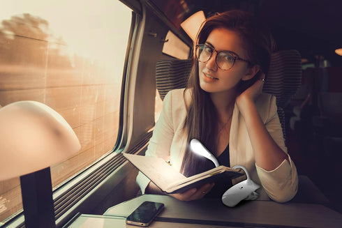 Clip-On LED Reading Light Rechargeable & Flexible Neck Book Lamp with Adjustable Brightness Perfect for Bedtime Reading