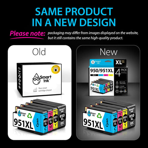 Smart Ink Compatible Ink Cartridge Replacement - 4 Pack Combo for HP 950XL 951XL, Officejet Pro Printers