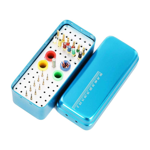 Annhua 60 Holes Dental Bur Blocks, Autoclavable Aluminum Burs Case Organizer for Dental Lab, Blue