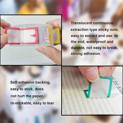 Extractable PET Arrow Clear Sticky Notes, Page Tabs, Sticky Tabs for Annotated Book Page Markers and Document Bookmarks