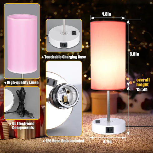 3 Dimmable Table Lamp with USB Port - Desk Lamp Touch Lamp Bedside Lamps for Bedroom, Way Small Lamps for Living Room