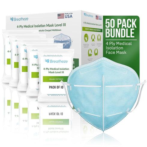 Breatheze 4 Ply Medical Isolation Face Mask Made in USA Level 3