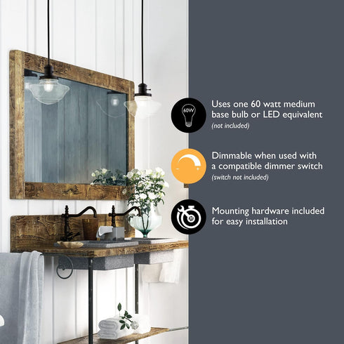 9 9 47 587451 Design House Vintage-Inspired Schoolhouse Pendant Light, in x in x in, Satin Gold, Clear Seeded Glass