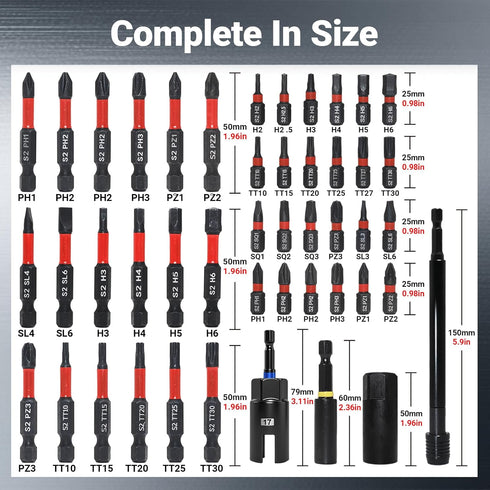 RDTRDT 80-Piece Set, Set, 1/4'' Magnetic Impact Nut Driver SAE/Metric Nut Driver Socket Adapters, Wing Nut Driver, Bit
