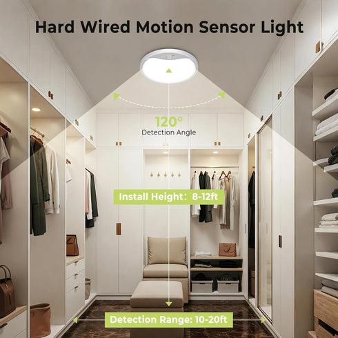 3000K/4000K/6500K 12Inch 24W Closet hepside Motion Sensor Ceiling Light Wired, LED Flush Mount Ceiling Light Fixture