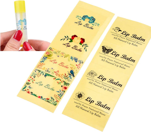 Kare & Kind Value Pack of 400 Labels - 8 Different Designs for Lip Balm Containers, Self Adhesive