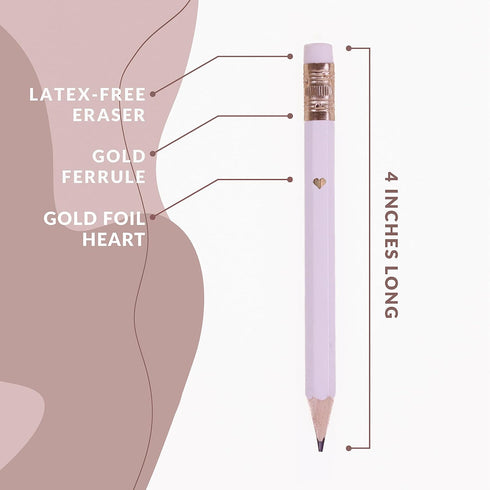 Bridal Pencils for Bridal Shower Games & Wedding Favors, White Short Pencils for Guests, Mini Pencils for Games