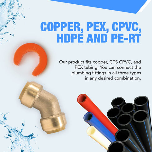 1/2" 45 Degree Elbow U648LF with Disconnect Tool, Lead-Free Brass Coupling Push Fit Fitting for Plumbing (pack of 2)