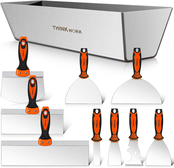 THINKWORK Drywall Knife Set, 10Pcs Drywall Tools Include Stainless Steel Putty Knife
