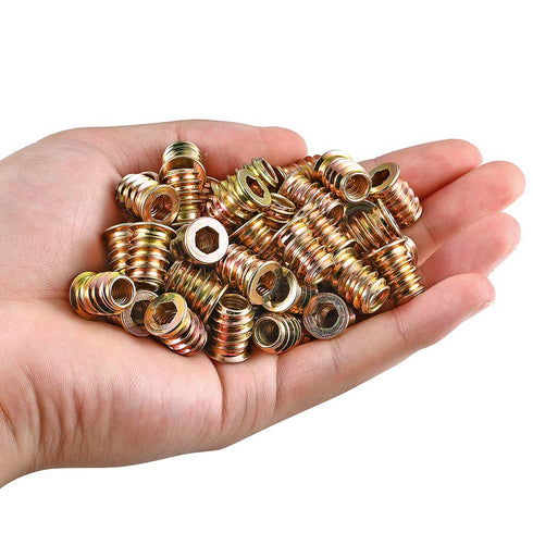 80 Pieces 1/4"-20 Wood Inserts Bolt Furniture Screw, Nut Threaded Fastener Connector Hex Socket Drive for Wood