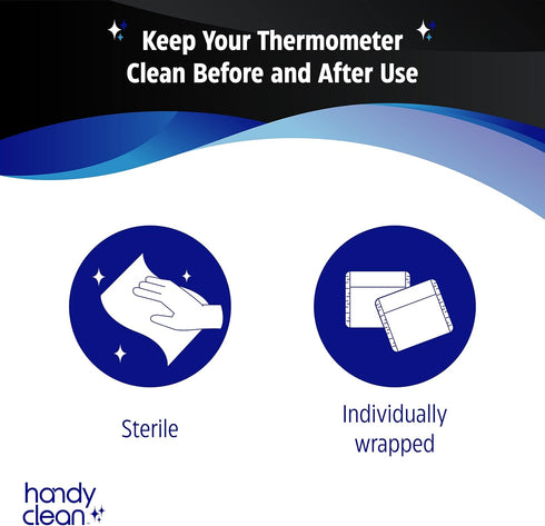 HandyClean Thermometer Cleaning Wipes, 70% Isopropyl Alcohol, 1000 ct Individually Wrapped Probe Wipes