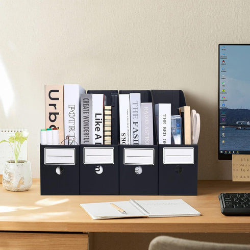 Magazine File Holder (6 Pack) – Cardboard Document Organizer for School, Office, Home Magazine Storage