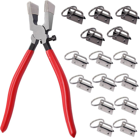 weideer 15 Sets Key Fob Hardware with Key Fob Plier for Wristlet Key Fobs/Key Lanyard