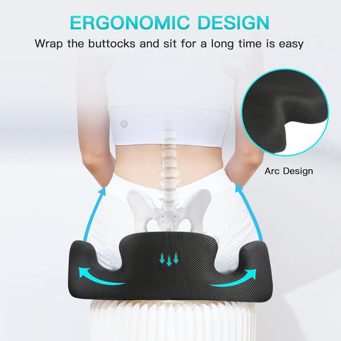 Tailbone Benazcap X Large Memory Seat Cushion for Office Chair Pressure Relief Sciatica & Pain Relief Memory Foam Firm